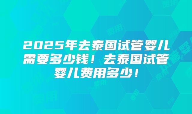 2025年去泰国试管婴儿需要多少钱！去泰国试管婴儿费用多少！