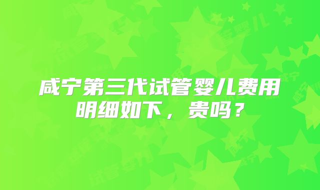 咸宁第三代试管婴儿费用明细如下，贵吗？