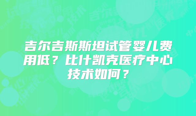 吉尔吉斯斯坦试管婴儿费用低？比什凯克医疗中心技术如何？