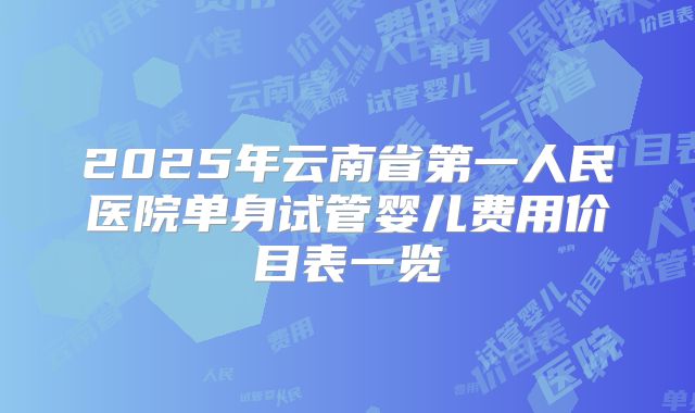 2025年云南省第一人民医院单身试管婴儿费用价目表一览