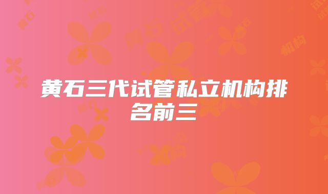 黄石三代试管私立机构排名前三
