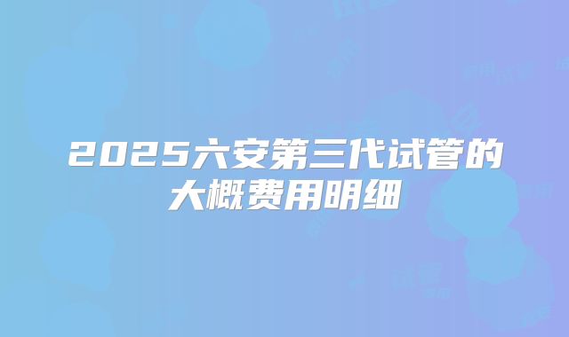 2025六安第三代试管的大概费用明细