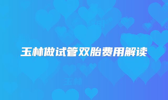 玉林做试管双胎费用解读