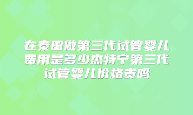 在泰国做第三代试管婴儿费用是多少杰特宁第三代试管婴儿价格贵吗