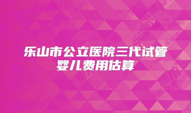 乐山市公立医院三代试管婴儿费用估算