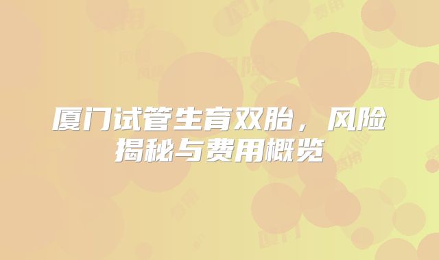 厦门试管生育双胎，风险揭秘与费用概览