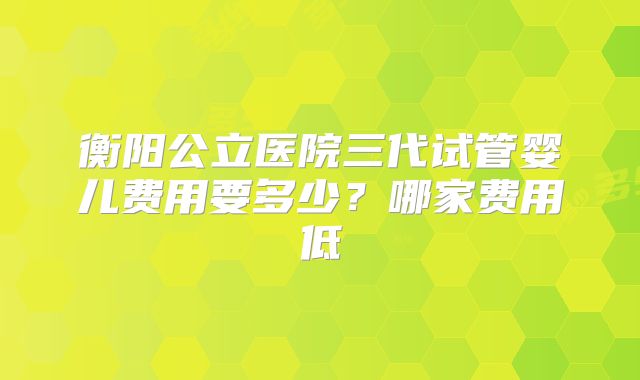 衡阳公立医院三代试管婴儿费用要多少？哪家费用低