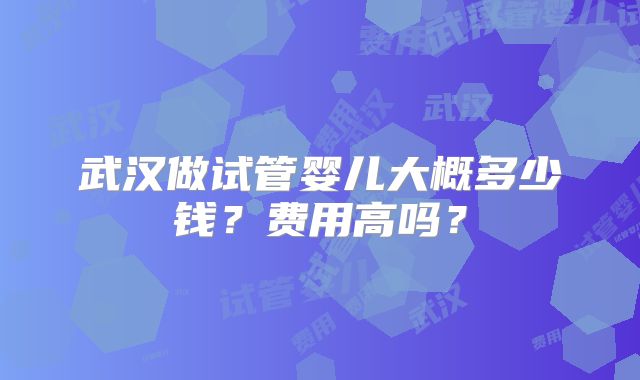 武汉做试管婴儿大概多少钱？费用高吗？