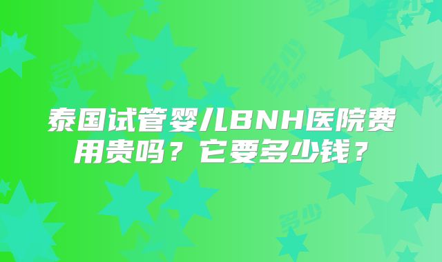 泰国试管婴儿BNH医院费用贵吗？它要多少钱？