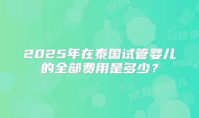 2025年在泰国试管婴儿的全部费用是多少?