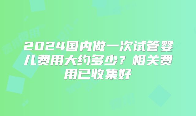 2024国内做一次试管婴儿费用大约多少？相关费用已收集好