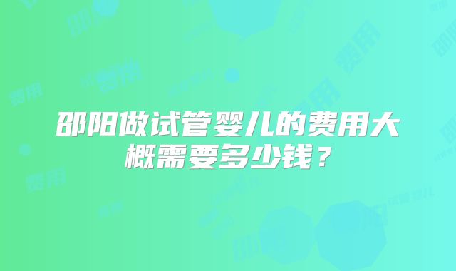 邵阳做试管婴儿的费用大概需要多少钱?