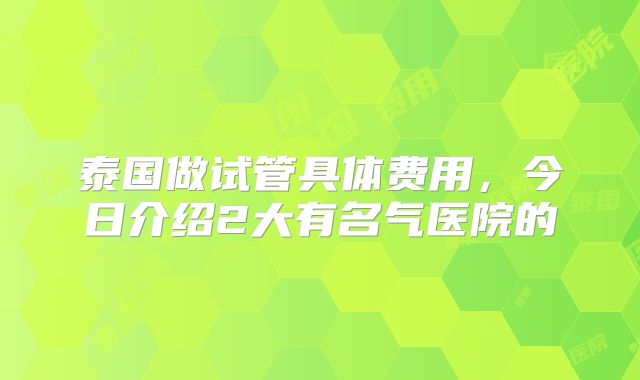 泰国做试管具体费用，今日介绍2大有名气医院的