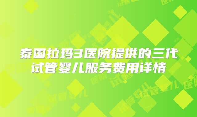 泰国拉玛3医院提供的三代试管婴儿服务费用详情