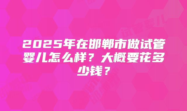2025年在邯郸市做试管婴儿怎么样？大概要花多少钱？