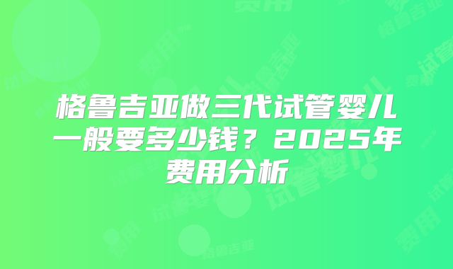 格鲁吉亚做三代试管婴儿一般要多少钱？2025年费用分析