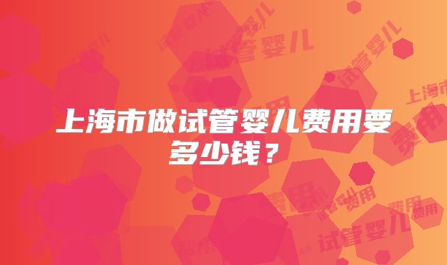 上海市做试管婴儿费用要多少钱？