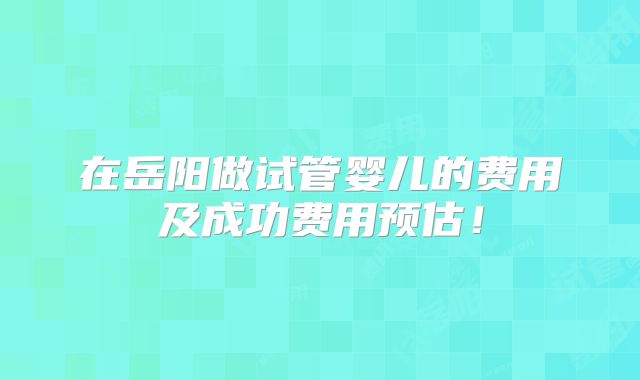 在岳阳做试管婴儿的费用及成功费用预估！