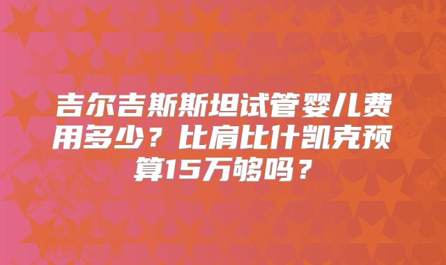 吉尔吉斯斯坦试管婴儿费用多少？比肩比什凯克预算15万够吗？