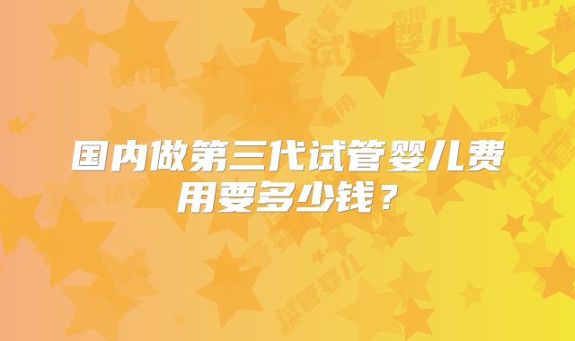 国内做第三代试管婴儿费用要多少钱?