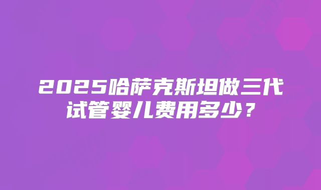 2025哈萨克斯坦做三代试管婴儿费用多少？