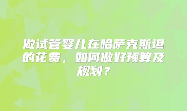 做试管婴儿在哈萨克斯坦的花费，如何做好预算及规划？