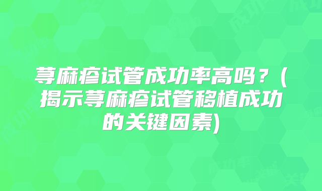 荨麻疹试管成功率高吗？(揭示荨麻疹试管移植成功的关键因素)