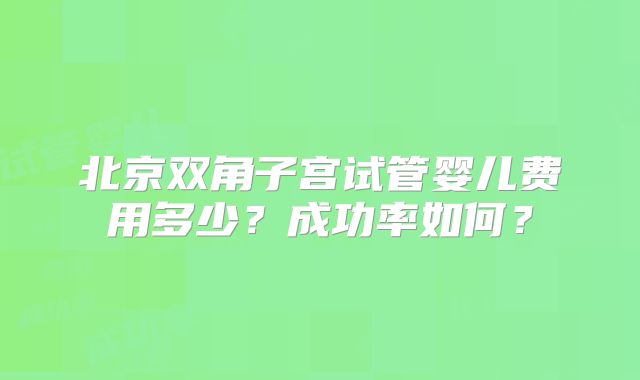北京双角子宫试管婴儿费用多少？成功率如何？