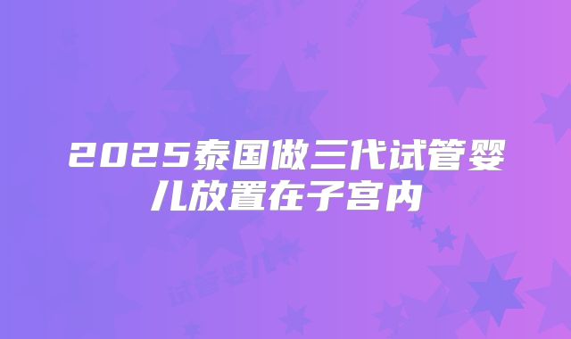2025泰国做三代试管婴儿放置在子宫内
