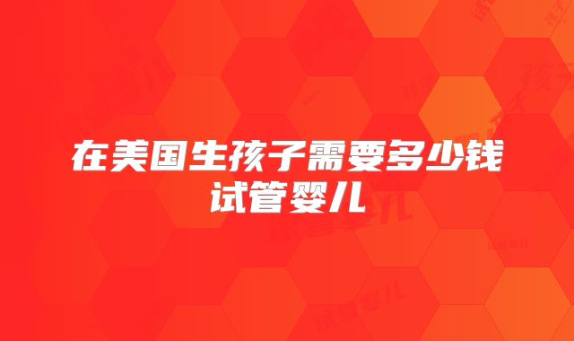在美国生孩子需要多少钱试管婴儿