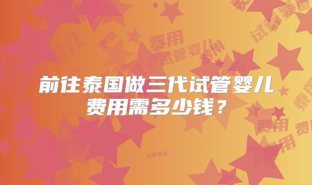 前往泰国做三代试管婴儿费用需多少钱？