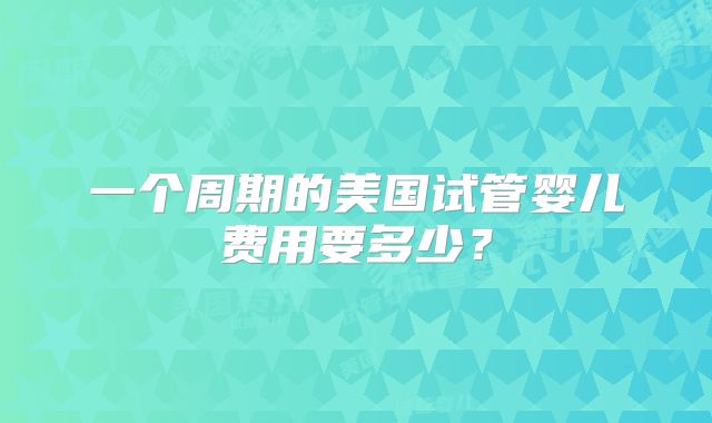 一个周期的美国试管婴儿费用要多少？
