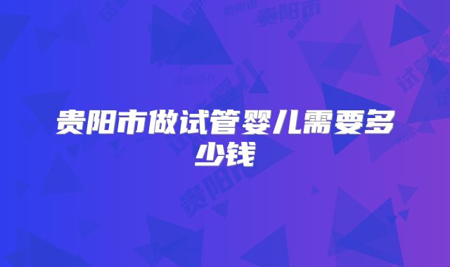 贵阳市做试管婴儿需要多少钱