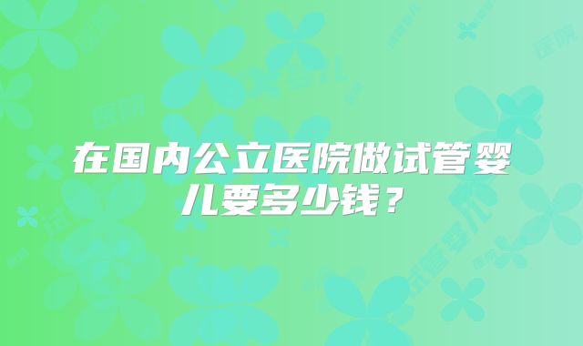在国内公立医院做试管婴儿要多少钱?