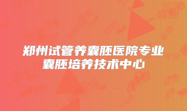 郑州试管养囊胚医院专业囊胚培养技术中心