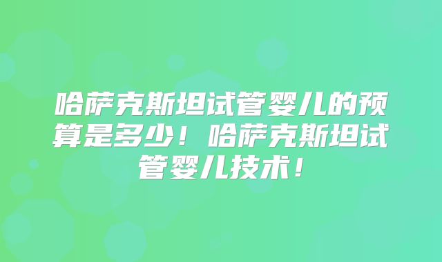 哈萨克斯坦试管婴儿的预算是多少！哈萨克斯坦试管婴儿技术！