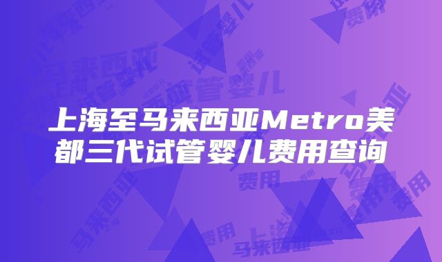 上海至马来西亚Metro美都三代试管婴儿费用查询