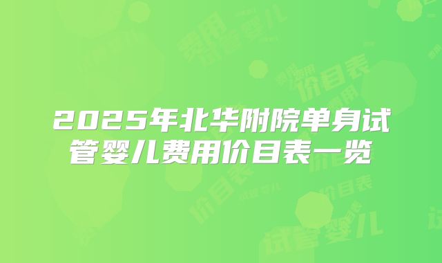 2025年北华附院单身试管婴儿费用价目表一览