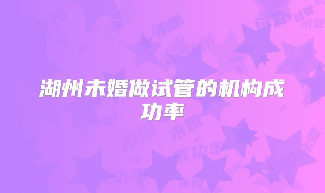 湖州未婚做试管的机构成功率