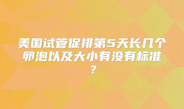 美国试管促排第5天长几个卵泡以及大小有没有标准？