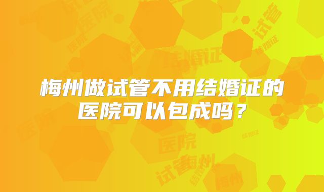 梅州做试管不用结婚证的医院可以包成吗？