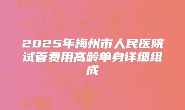 2025年梅州市人民医院试管费用高龄单身详细组成