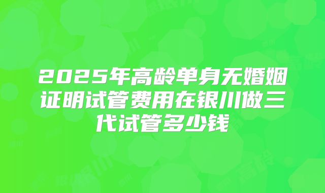 2025年高龄单身无婚姻证明试管费用在银川做三代试管多少钱