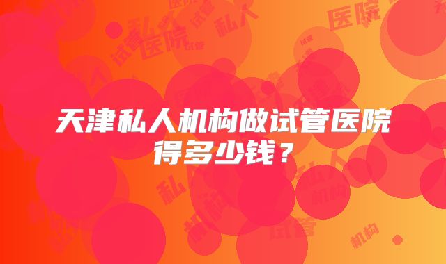 天津私人机构做试管医院得多少钱？