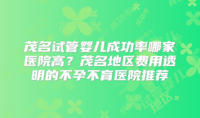 茂名试管婴儿成功率哪家医院高？茂名地区费用透明的不孕不育医院推荐