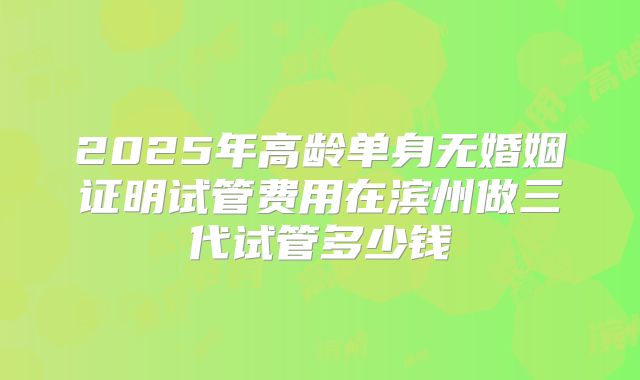 2025年高龄单身无婚姻证明试管费用在滨州做三代试管多少钱