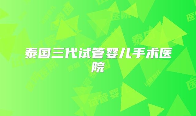 泰国三代试管婴儿手术医院