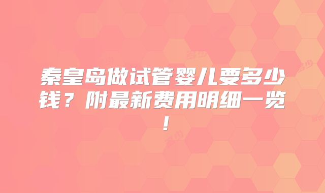 秦皇岛做试管婴儿要多少钱？附最新费用明细一览！
