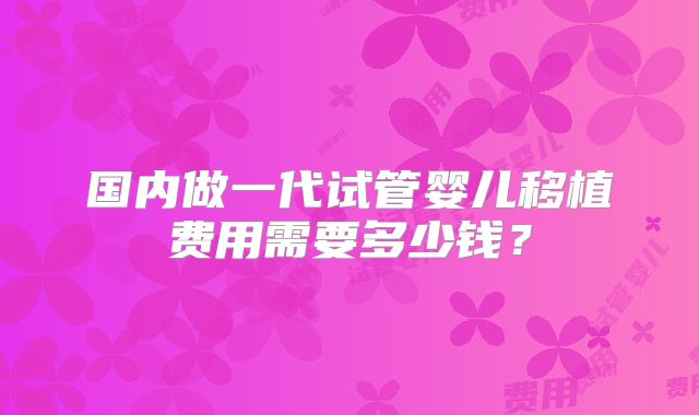 国内做一代试管婴儿移植费用需要多少钱?