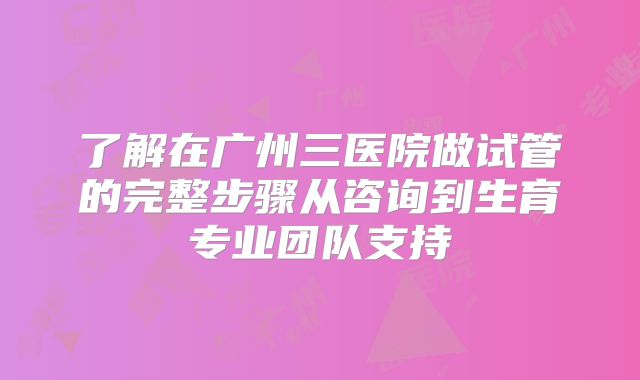 了解在广州三医院做试管的完整步骤从咨询到生育专业团队支持